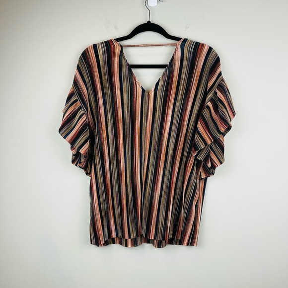 Anthropologie Vanessa Virginia Bienville Multi Color Striped Ruffle Top Size XS - Picture 11 of 11